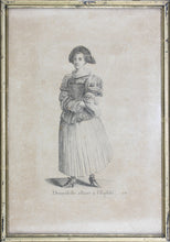 Load image into Gallery viewer, Johann Rudolf Huber, after. Demoiselle allant à l'Église. Engraved by Johann Rudolf Schellenberg. Basel, 1798.