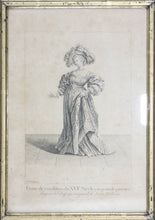 Load image into Gallery viewer, Hans Holbein the Younger, after. Dame de condition du XVIème Siècle en grande parure. Engraving by Johann Rudolf Schellenberg. Basel, 1798.