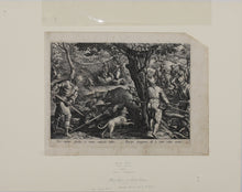 Load image into Gallery viewer, Jan van der Straet, after. Bear Hunt with Nets. Engraving by Philip Galle. C. 1578.