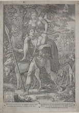 Load image into Gallery viewer, Luca Penni, after. Allegory of the Hunt. Engraving by Giorgio Ghisi. 1556.