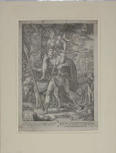 Load image into Gallery viewer, Luca Penni, after. Allegory of the Hunt. Engraving by Giorgio Ghisi. 1556.