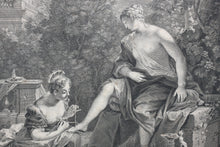 Load image into Gallery viewer, Jean Raoux, after. Bethsabee au bain. Engraved by Jacques Chéreau. XVIII Century.