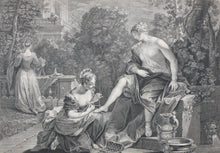 Load image into Gallery viewer, Jean Raoux, after. Bethsabee au bain. Engraved by Jacques Chéreau. XVIII Century.