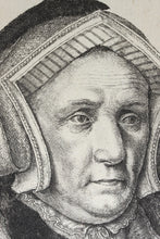 Load image into Gallery viewer, Hans Holbein the Younger, after. Portrait of Lady Margaret Butts. Etching by Wenceslaus Hollar. 1649.