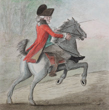 Load image into Gallery viewer, Henry William Bunbury, after. How to ride up Hyde Park. Colored engraving. 1786.
