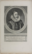 Load image into Gallery viewer, Hendrik Pothoven, after. Portrait of Pieter de Rijcke. Engraving by Jacob Houbraken. 1713 - 1780.