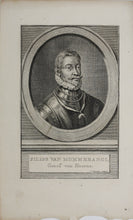 Load image into Gallery viewer, Jacob Houbraken. Portrait of Philips van Montmorency. Engraving. 1713-1780.