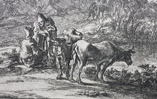 Load image into Gallery viewer, Jan Both. View of Tivoli with two cowherds in conversation. Etching. 1636-1652.