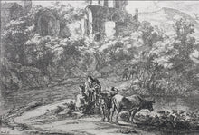 Load image into Gallery viewer, Jan Both. View of Tivoli with two cowherds in conversation. Etching. 1636-1652.