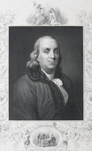 Load image into Gallery viewer, Joseph Siffred Duplessis, after. John Trumbull (vignette), after. Portrait of Benjamin Franklin. Engraving by W. Joseph Edwards. 1843-1864.