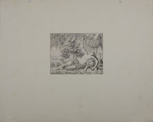 Load image into Gallery viewer, Maenad leaning on lion. Engraving. 18th to early 19th century.