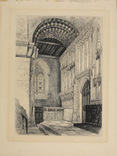 Load image into Gallery viewer, Robert Kent Thomas. View of St Cuthbert's screen in St Albans Abbey. Etching. 1876.