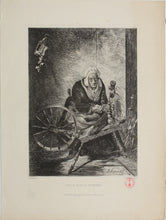 Load image into Gallery viewer, Victor Hamel, after. Old Spinner, Normandy. Engraving by Auguste Delâtre. 1868.