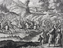 Load image into Gallery viewer, Johann Melchior Füssli, after. Men Battling on Horses. Engraving by Johann Georg Pintz. 1735.