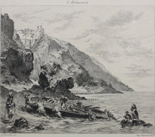 Load image into Gallery viewer, Eugène Delacroix, after. Les Côtes du Maroc. Etching by Henri Toussaint. Late 19th to early 20th c.