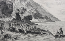 Load image into Gallery viewer, Eugène Delacroix, after. Les Côtes du Maroc. Etching by Henri Toussaint. Late 19th to early 20th c.
