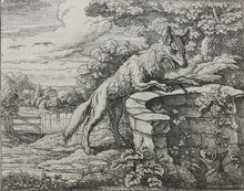 Load image into Gallery viewer, Francis Barlow. VIII. The Fox in the Well. From Aesop's Fables. Etching. 1666.
