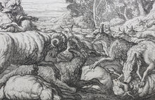 Load image into Gallery viewer, Francis Barlow. IX. The Wolves and Sheep. From Aesop's Fables. Etching. 1666.