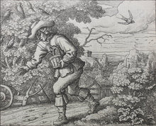Load image into Gallery viewer, Francis Barlow. XVIII. The Swallow and other Birds. From Aesop's Fables. Etching. 1666.