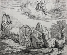 Load image into Gallery viewer, Francis Barlow. LIII. The Clown and Cart. From Aesop's Fables. Etching. 1666.