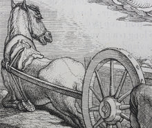 Load image into Gallery viewer, Francis Barlow. LIII. The Clown and Cart. From Aesop's Fables. Etching. 1666.