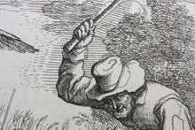 Load image into Gallery viewer, Francis Barlow. LXXIX. The Geese in the Corn. From Aesop's Fables. Etching. 1666.