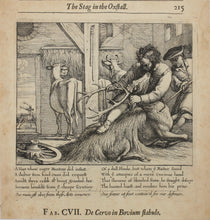 Load image into Gallery viewer, Francis Barlow. CVII. The Stag in the Oxtall. From Aesop's Fables. Etching. 1666.