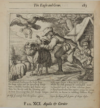 Load image into Gallery viewer, Francis Barlow. XCI. The Eagle and Crow. From Aesop's Fables. Etching. 1666.