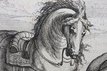 Load image into Gallery viewer, Francis Barlow. XIV. The Horse and Ass. From Aesop's Fables. Etching. 1666.