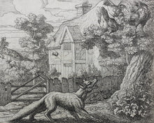 Load image into Gallery viewer, Francis Barlow. VII. The Fox and Cock in a Tree. From Aesop's Fables. Etching. 1666.