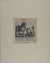Load image into Gallery viewer, Francis Barlow. XIV. The Horse and Ass. From Aesop's Fables. Etching. 1666.