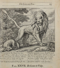 Load image into Gallery viewer, Francis Barlow. XXVII. The Lion and Fox. From Aesop's Fables. Etching. 1666.