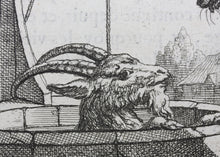 Load image into Gallery viewer, Francis Barlow. LX. The Goat in the Well. From Aesop's Fables. Etching. 1666.
