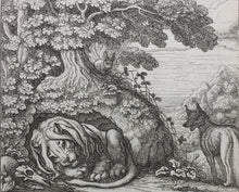 Load image into Gallery viewer, Francis Barlow. LI. The Sick Lion. From Aesop's Fables. Etching. 1666.