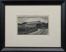 Load image into Gallery viewer, Asa Cheffetz. A Covered Bridge. Wood Engraving. C. 1940.
