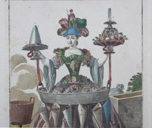 Load image into Gallery viewer, Martin Engelbrecht, after. A Female Sweets peddler. (Une Confisseuse). Engraved by J. F. Schmidt. Hand-colored. 18th c.