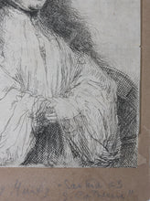 Load image into Gallery viewer, Rembrandt, after. The little Jewish bride. (Saskia as St Catherine). Etching by Ignace Joseph de Claussin. 1807.