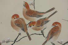 Load image into Gallery viewer, Birds in Yellow Sky. A pair of vintage Chinese woodblock prints. Late 20th c.