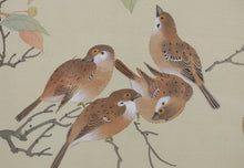 Load image into Gallery viewer, Birds in Yellow Sky. A pair of vintage Chinese woodblock prints. Late 20th c.