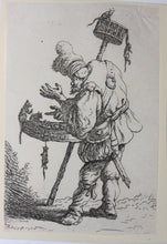 Load image into Gallery viewer, Jan van Vliet. A rat-catcher, whole-length in profile to left. Etching. 1632.
