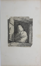 Load image into Gallery viewer, Cornelis Bega. A man in a tall cap leaning on a window ledge. Etching. 1620-1664.