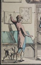 Load image into Gallery viewer, Jean Duplessis Bertaux. The print dealer. Hand colored etching. Early XIX C.