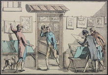 Load image into Gallery viewer, Jean Duplessis Bertaux. The print dealer. Hand colored etching. Early XIX C.