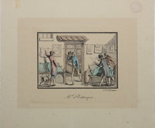 Load image into Gallery viewer, Jean Duplessis Bertaux. The print dealer. Hand colored etching. Early XIX C.