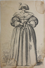 Load image into Gallery viewer, Jacques Callot. Masked Noble Woman. Etching. c. 1620-1623
