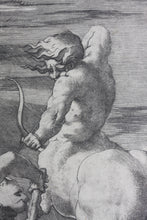 Load image into Gallery viewer, Rosso Fiorentino, after. Battle between Hercules and Centaurs. Engraving by Jacopo Caraglio. 1520-1539.