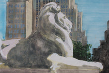 Load image into Gallery viewer, Robert Bowden. A Library Lion. Watercolor. 2008.