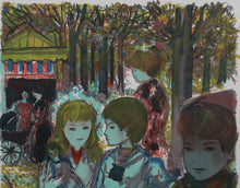 Load image into Gallery viewer, Emilio Grau-Sala. Children in a park. Color lithograph. Limited edition. Signed. Mid 20th c.