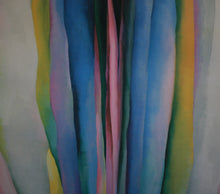 Load image into Gallery viewer, Georgia O'Keeffe. Grey Lines with Black, Blue and Yellow. Poster. The Museum of Fine Arts, Houston. 1991.