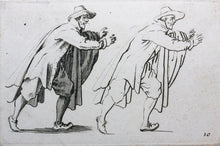 Load image into Gallery viewer, Jacques Callot, after. Male figure "Running Man". Etching. Early 18th century.